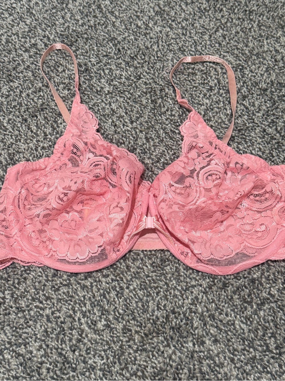 Sheer Floral Lace Underwire Bra in Pink